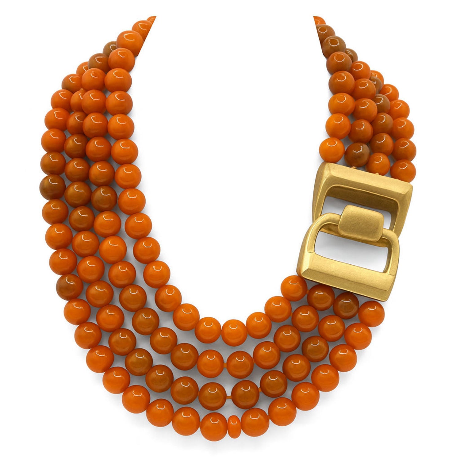 Irena Four Strand Carnelian Resin Bead Nesting Necklace