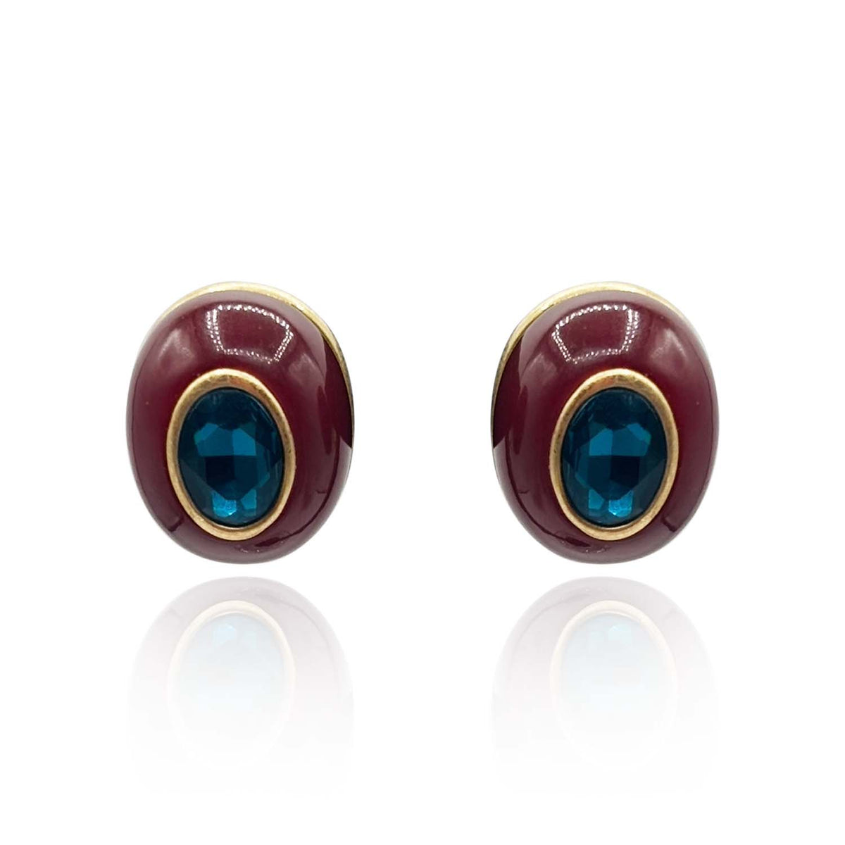 Stephanie Brown Resin Pierced Earring With Sapphire Glass Stone