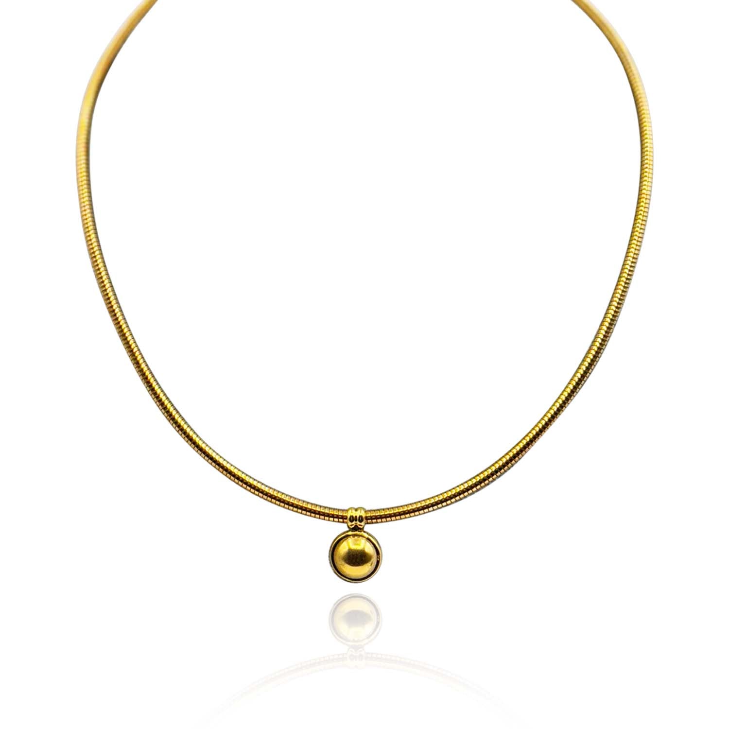 Michelle Gold Cobra Chain With Half Dome Pendant