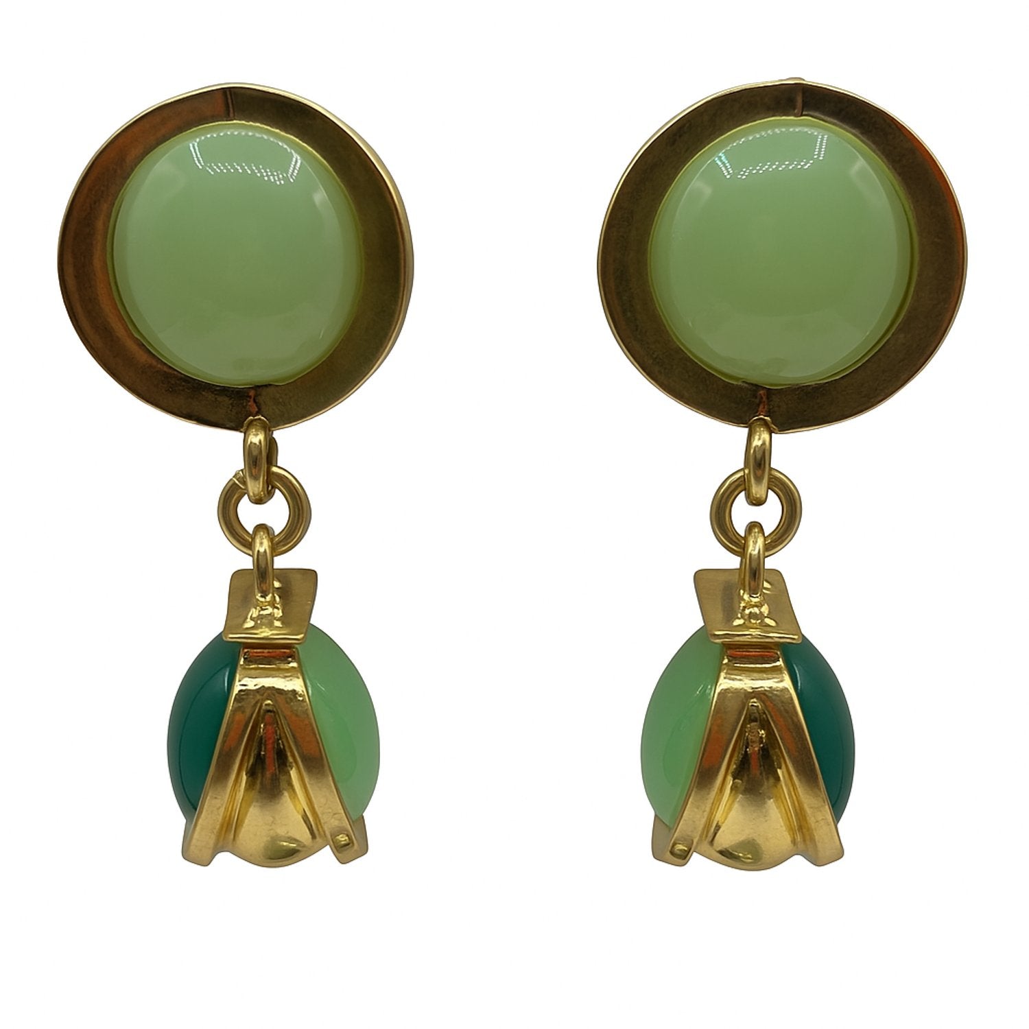 Agatha Light Jade And Dark Jade Resin Two Tone Drop Earrings