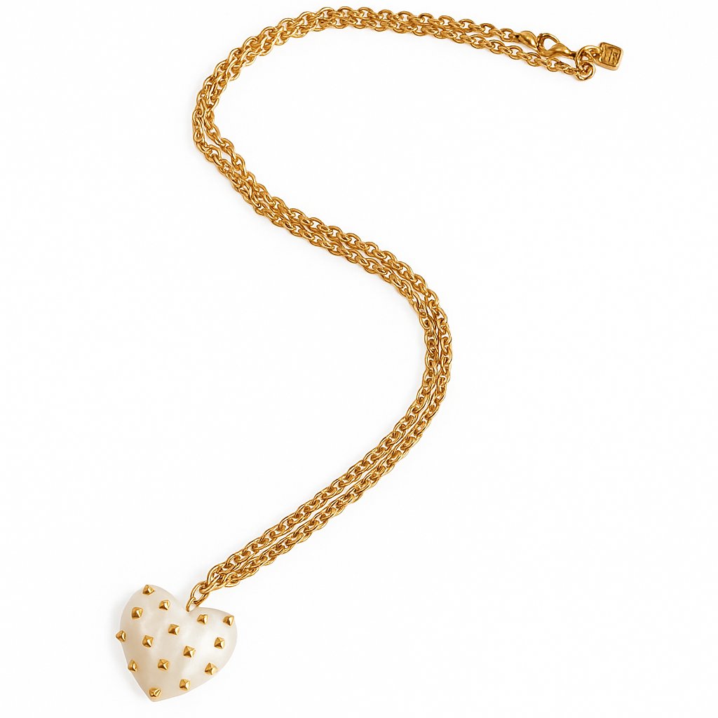 Ophelia Mother Of Pearl Resin Studded Heart Pendant