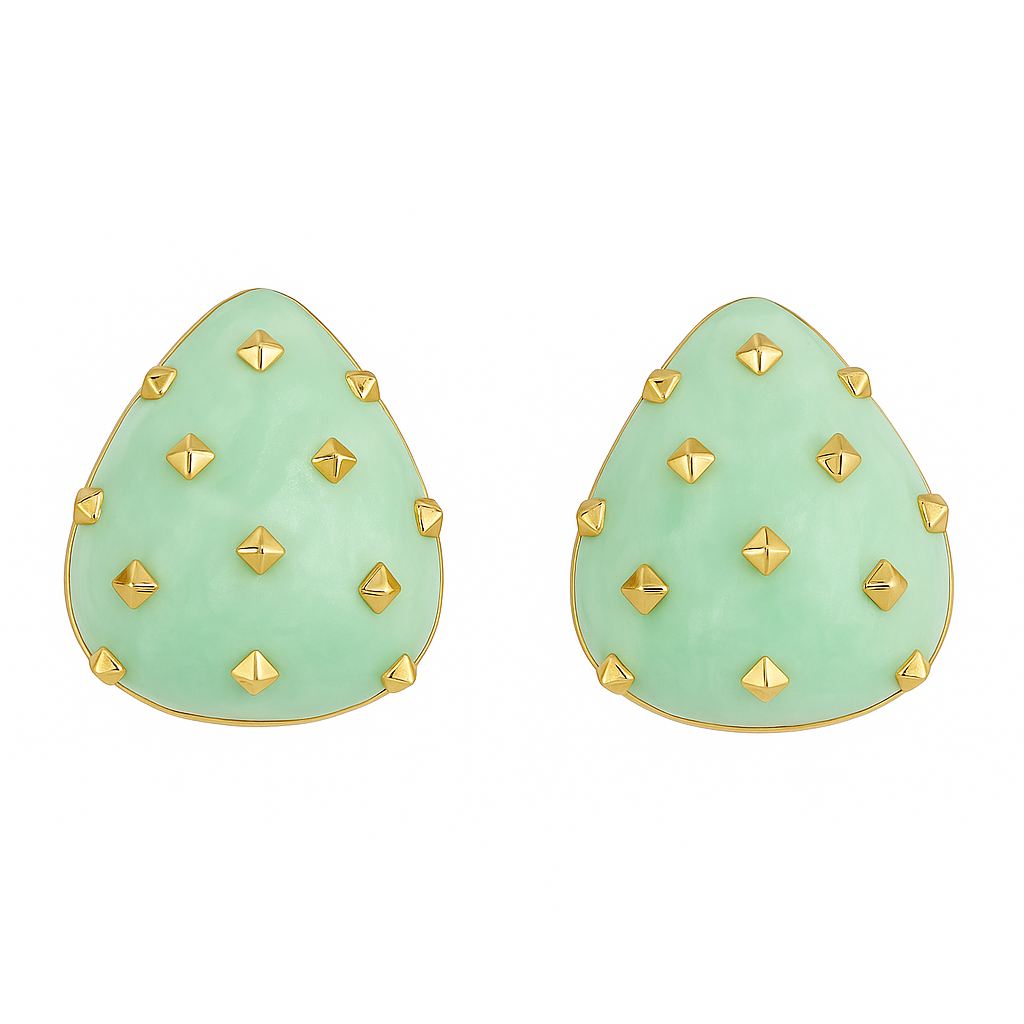 Maristella Jade Studded Resin Pierced Hoop Earrings