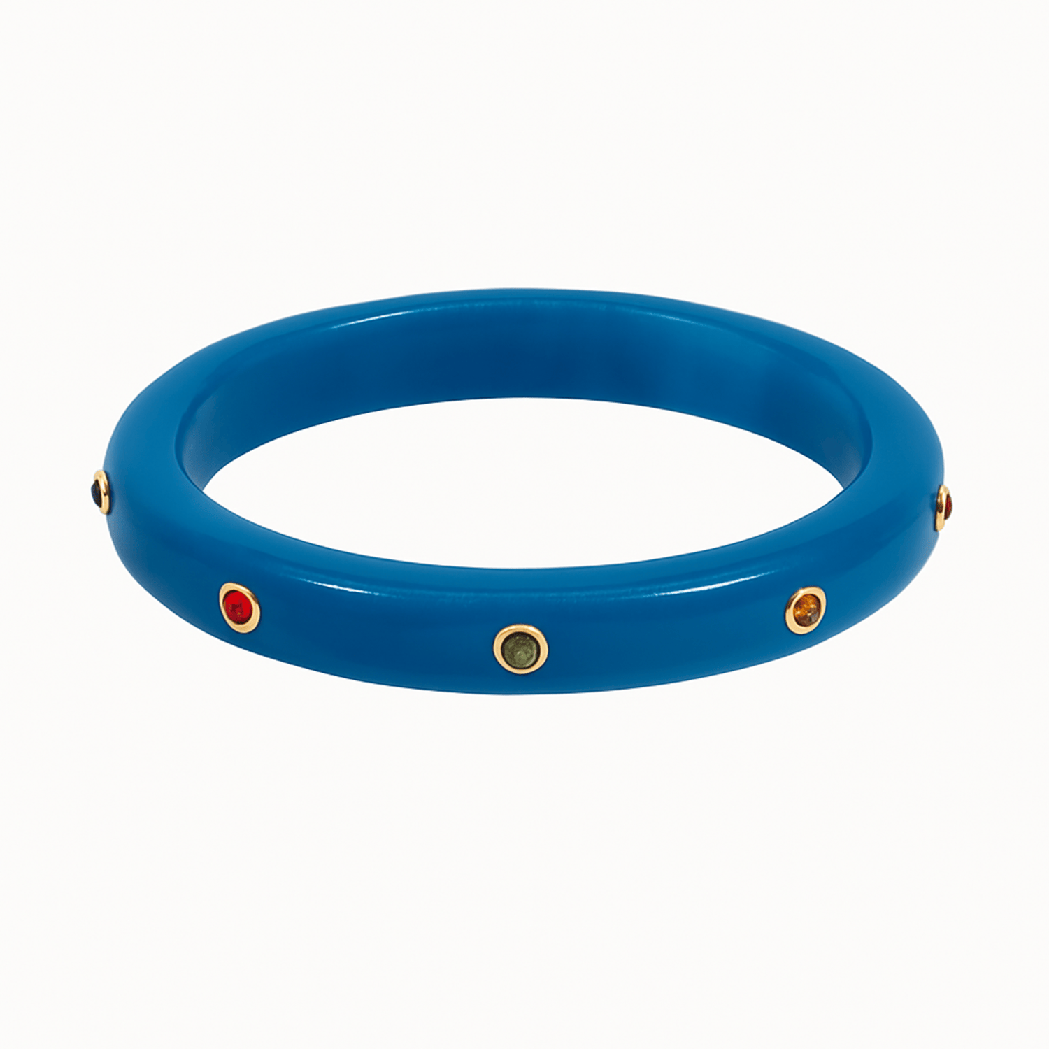 Kristen Cerulean Blue Studded Resin And Stone Bangle