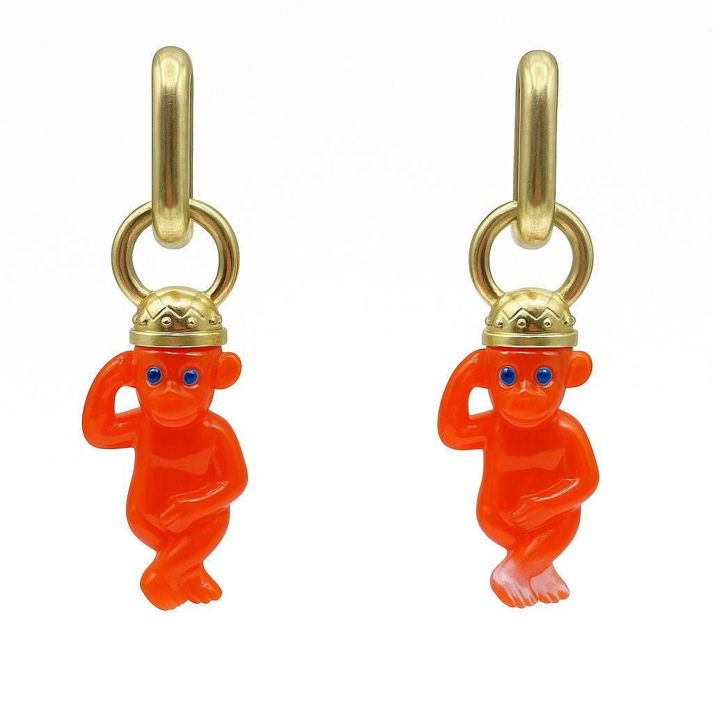Monkey Orange Resin Drop Earrings