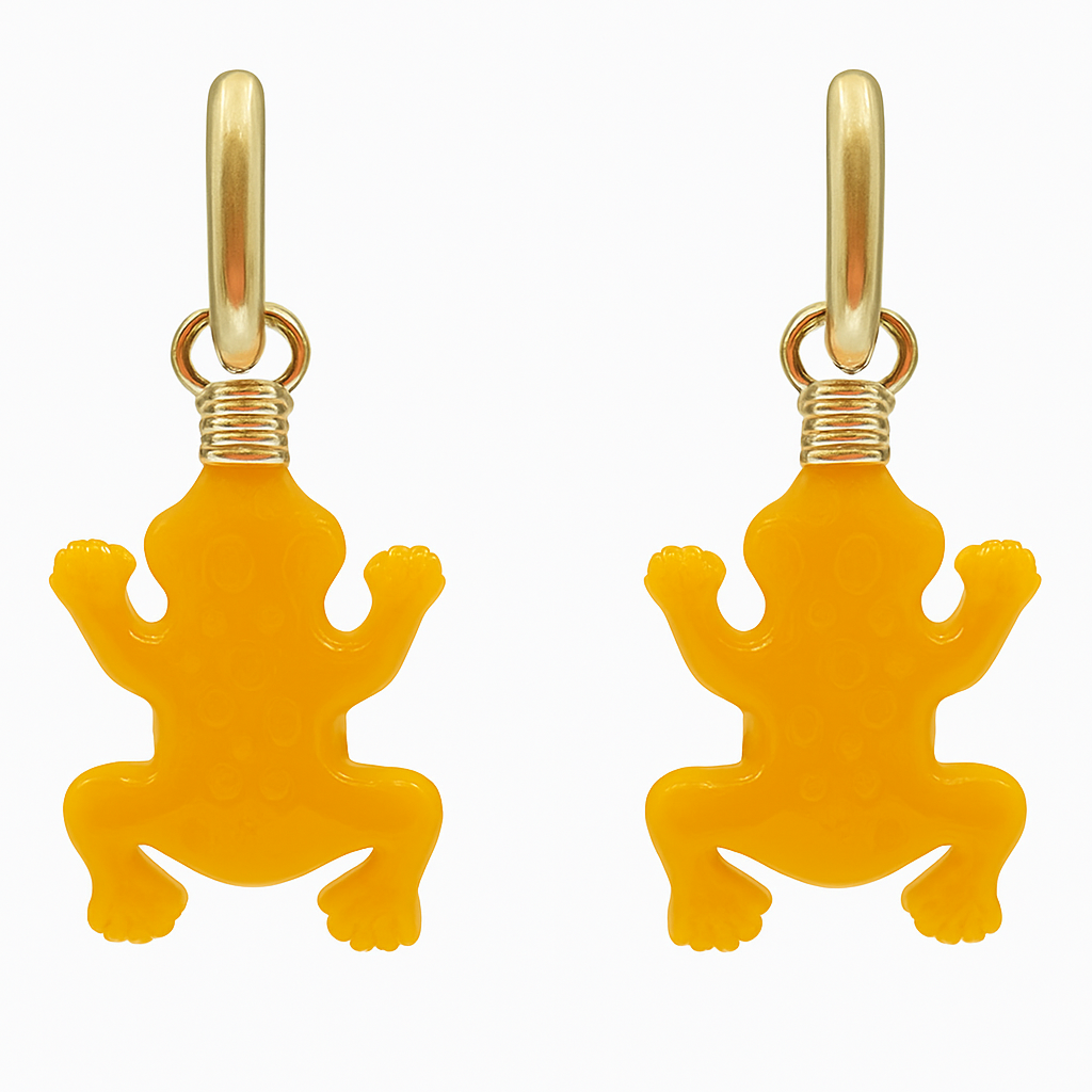 Frog Ochre Resin Drop Earrings