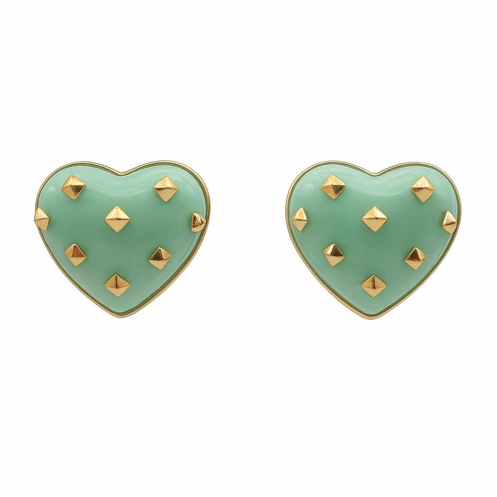 Cosette Jade Heart Resin Stud Earrings