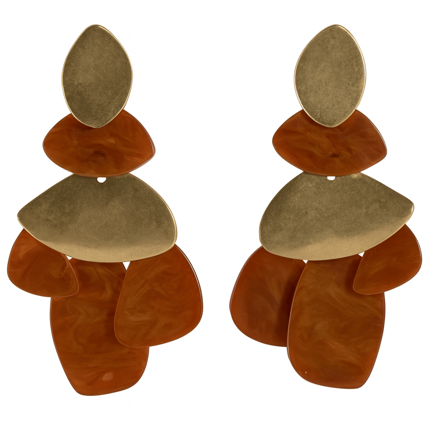 Pendientes Danielle de resina cornalina y oro desgastado