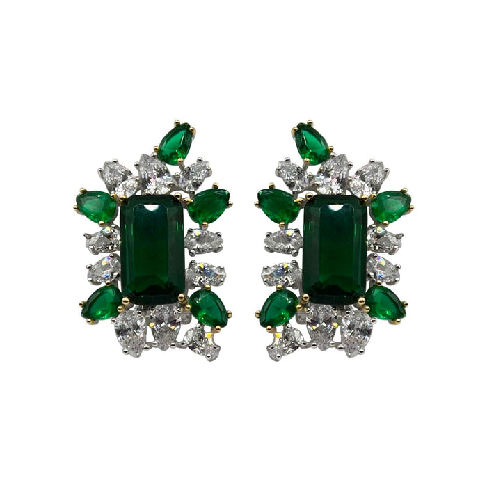 Emerald Octagon Clip On Earrings
