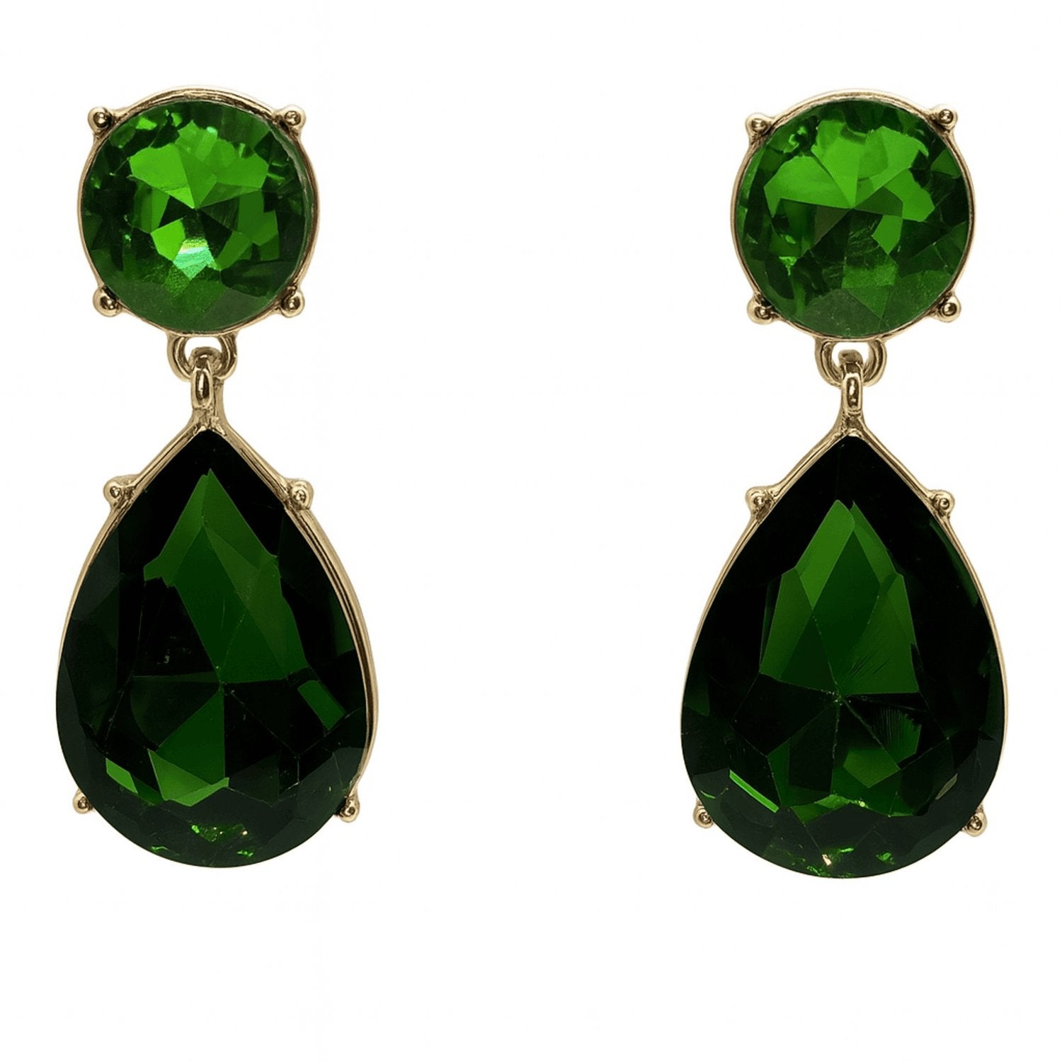 Marina Emerald Pear Shape Clip On Drop Earrings