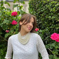 Liliana Multi-Strand Faux Pearl Necklace With Ivory Vegan Adjustable Clasp