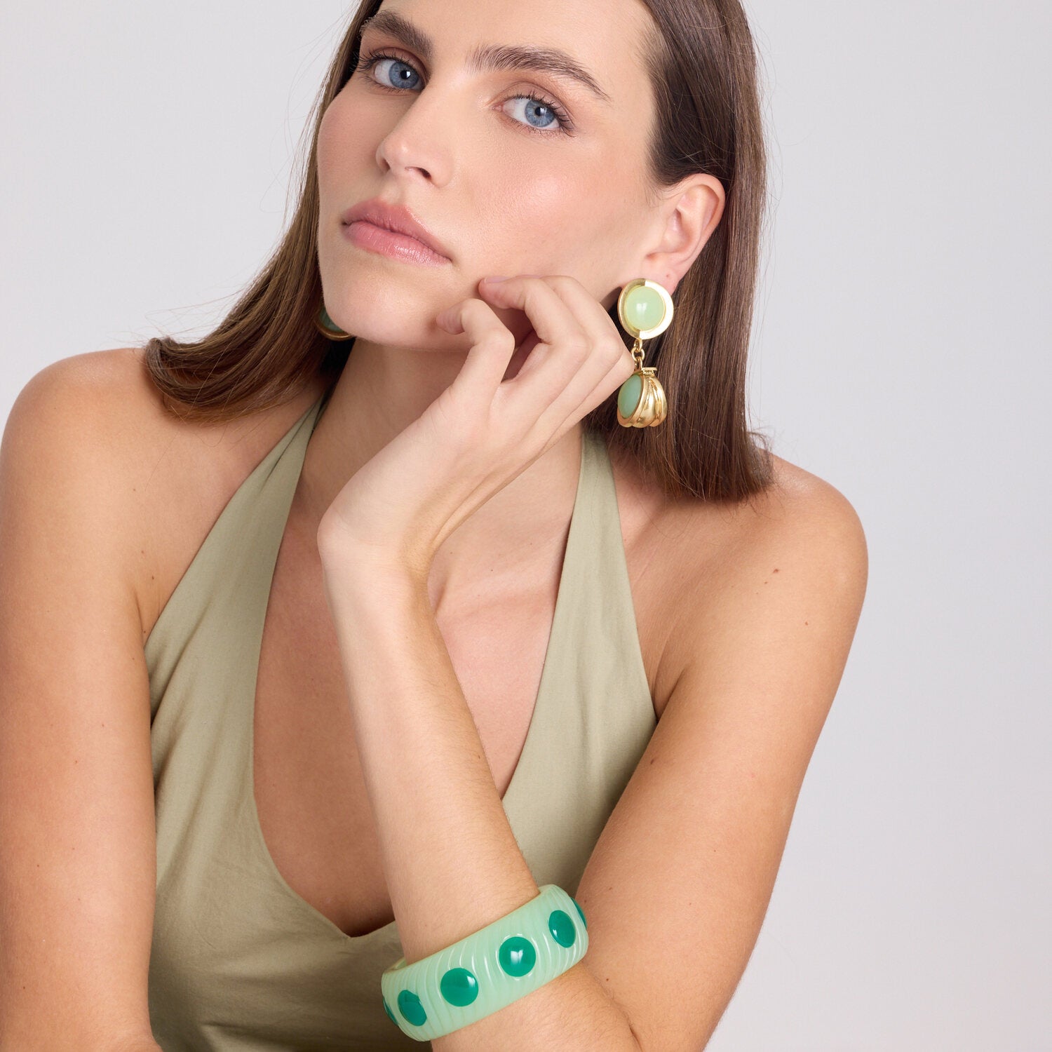 Michelle Light Jade And Dark Jade Bangle