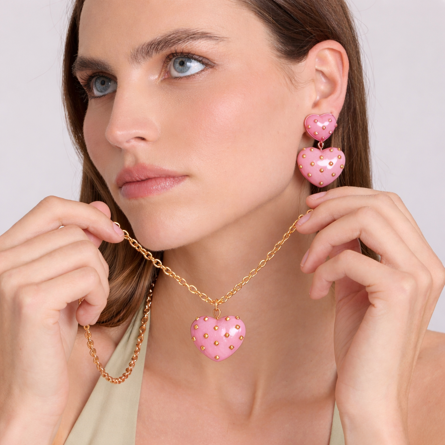 Ophelia Rose Studded Heart Pendant