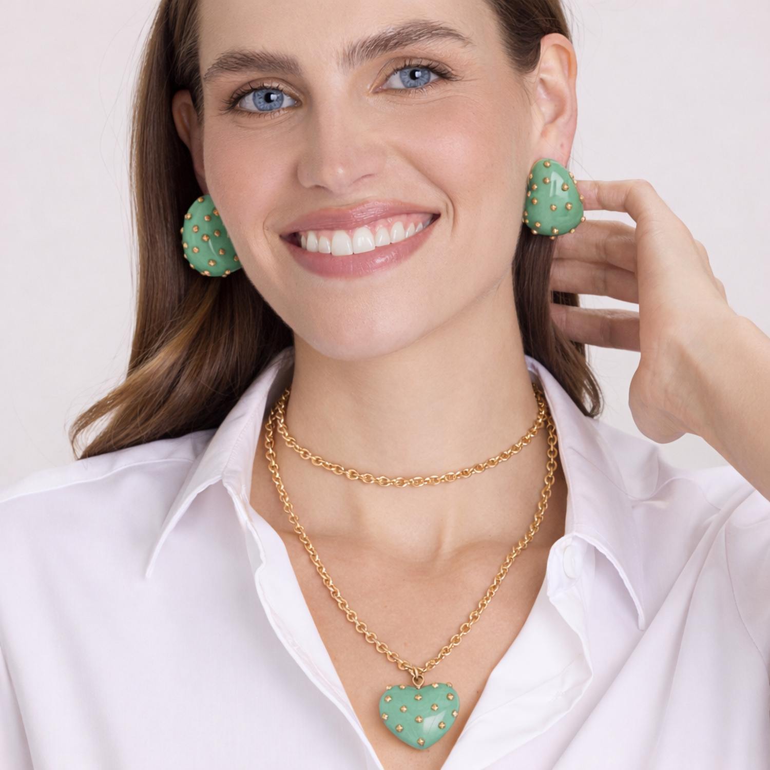 Ophelia Jade Resin Studded Heart Pendant