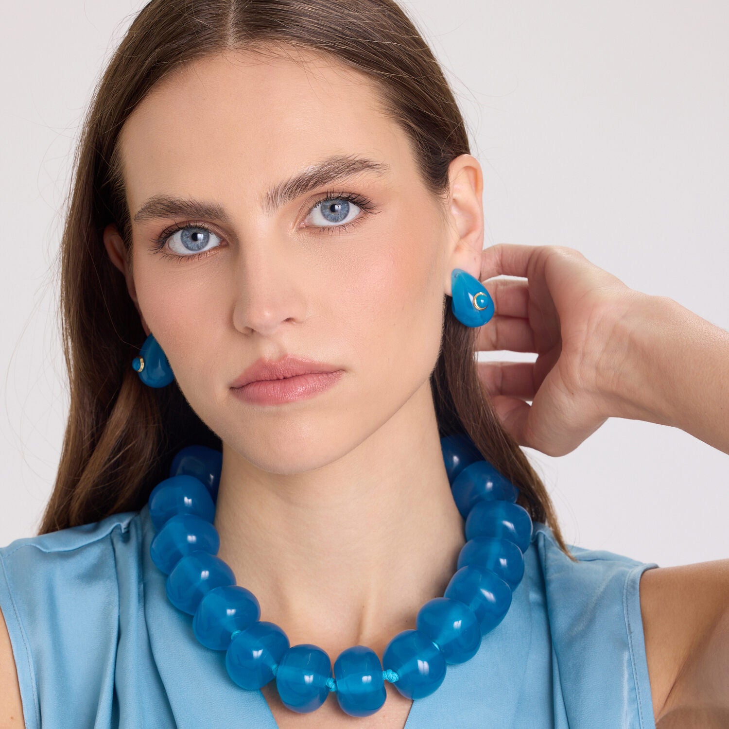 Rosamund Cerulean Blue Resin Pierced Earrings