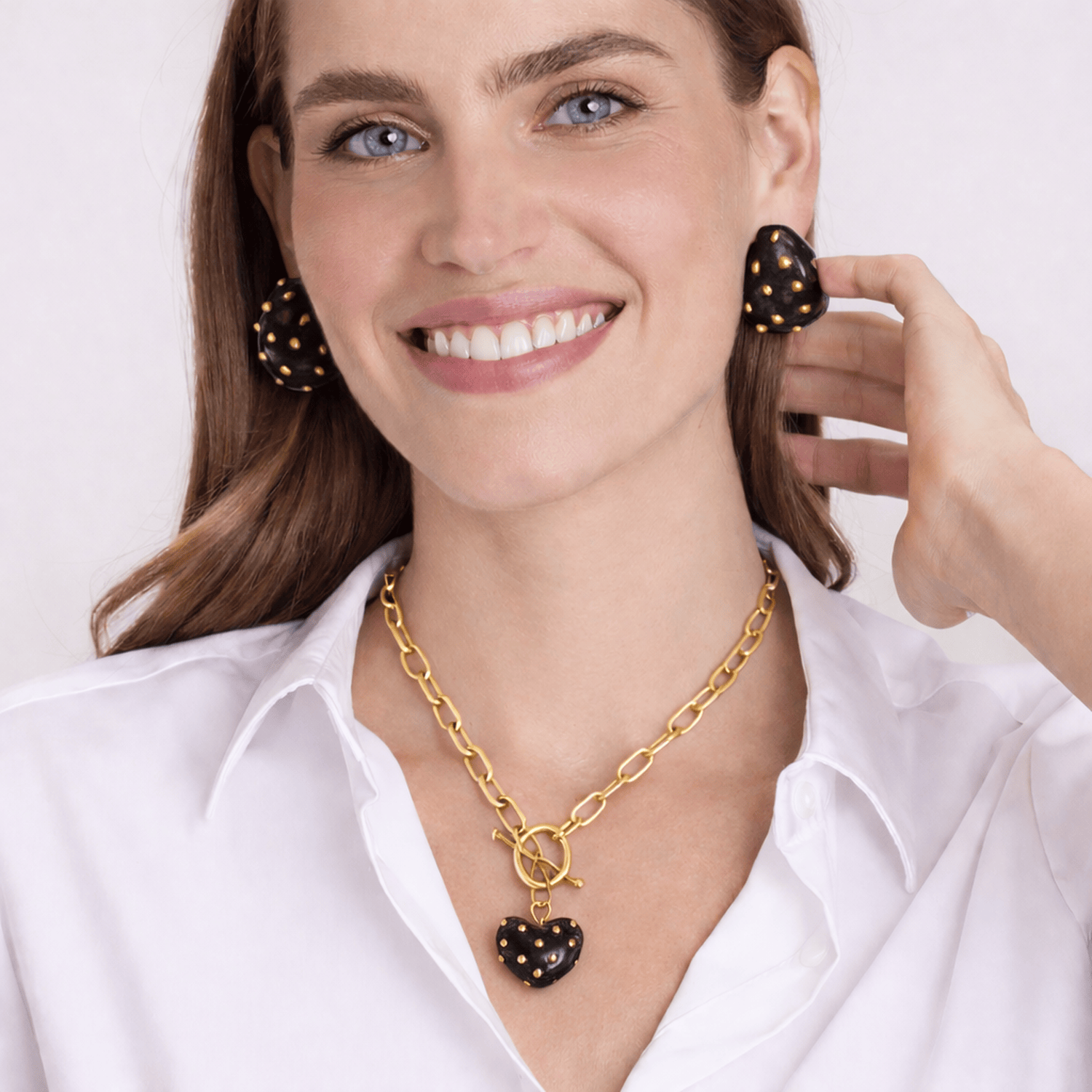 Celestine Black Resin Heart Pendant