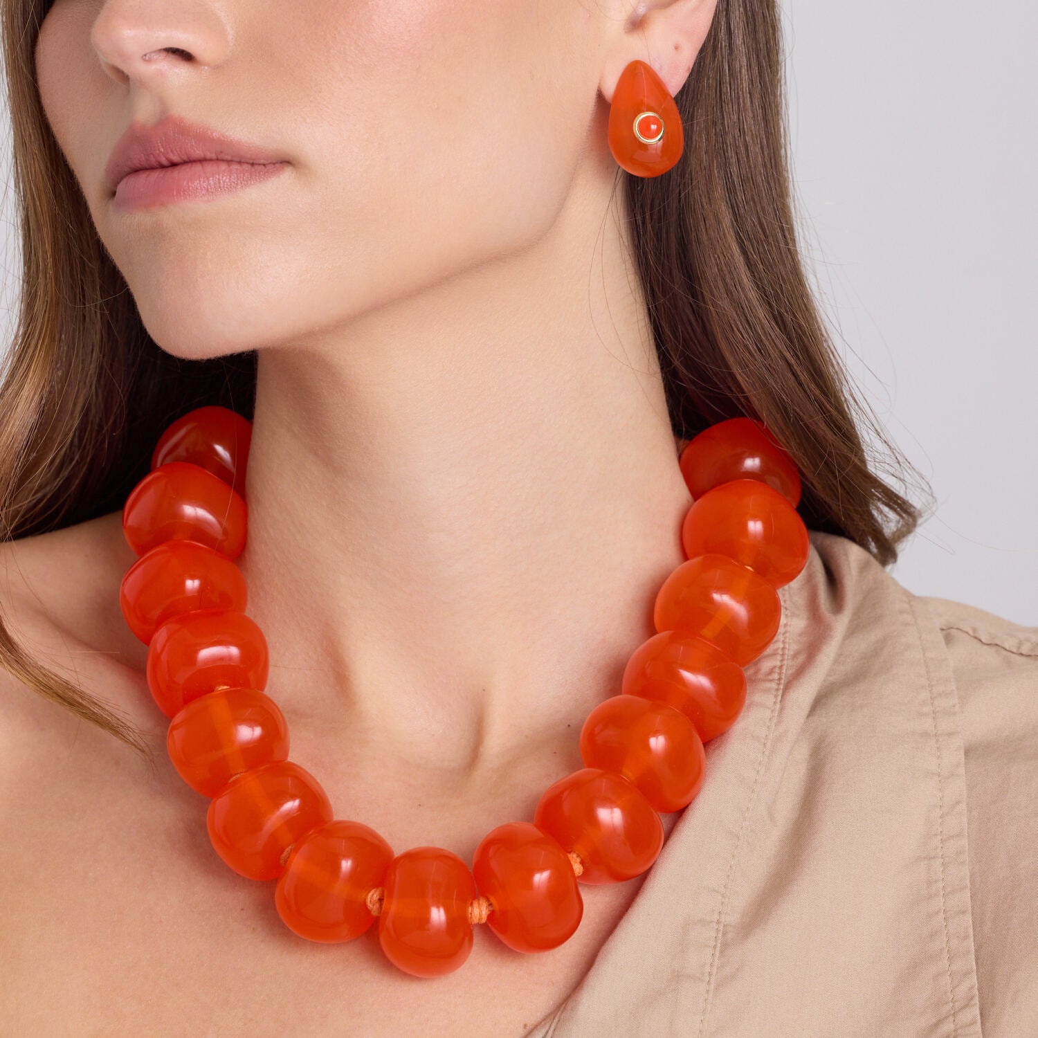 Rosamund Orange Resin Pierced Earrings