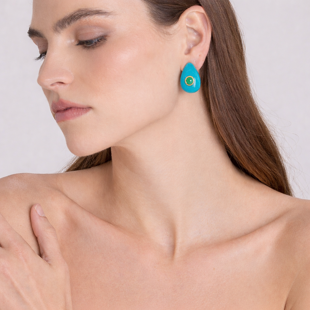 Rosamund Turquoise Resin Pierced Earrings