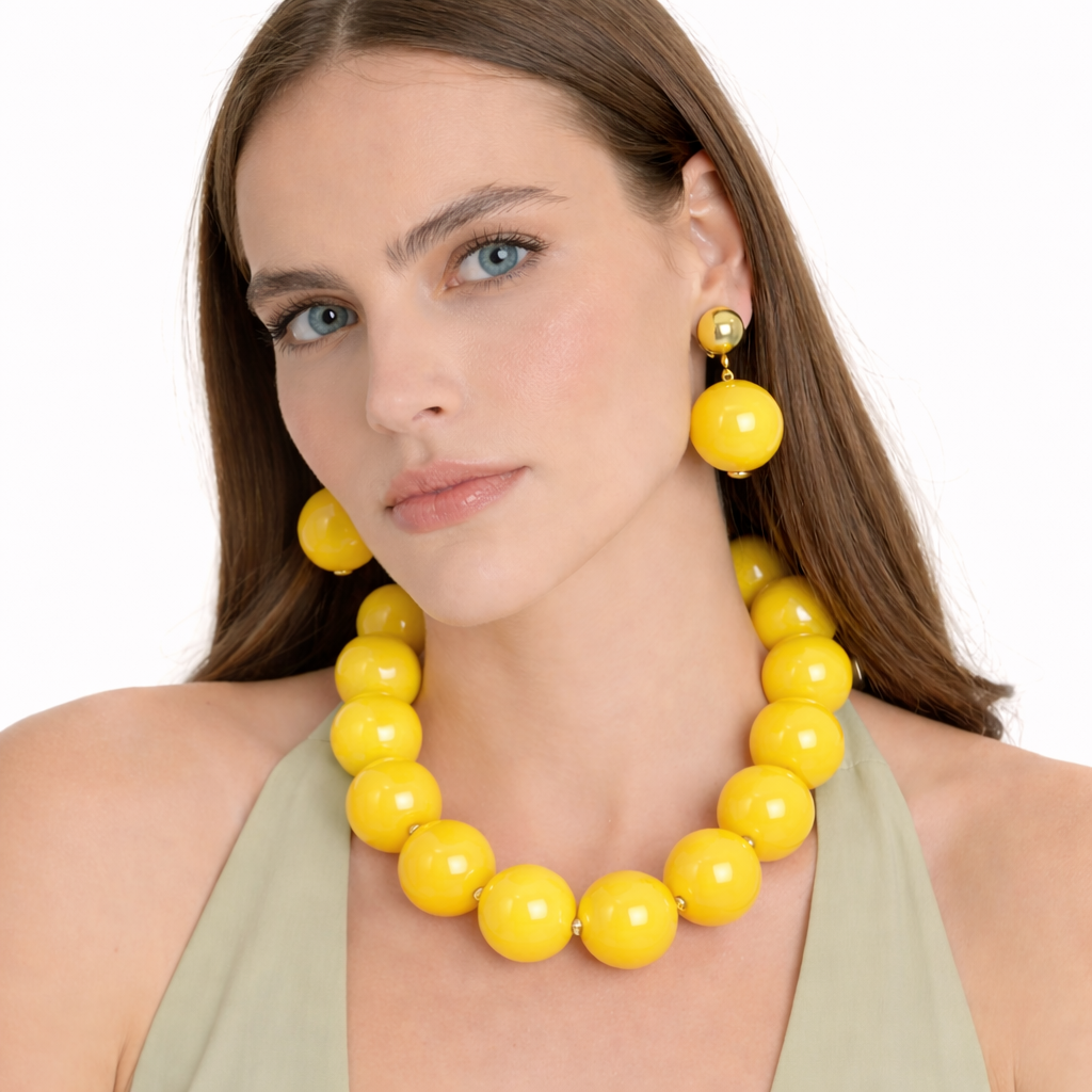 Lucy Yellow Gumball Necklace