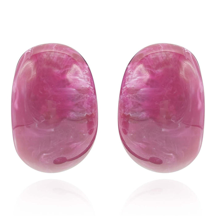 Magenta Resin Semi Hoop Clip On Earrings