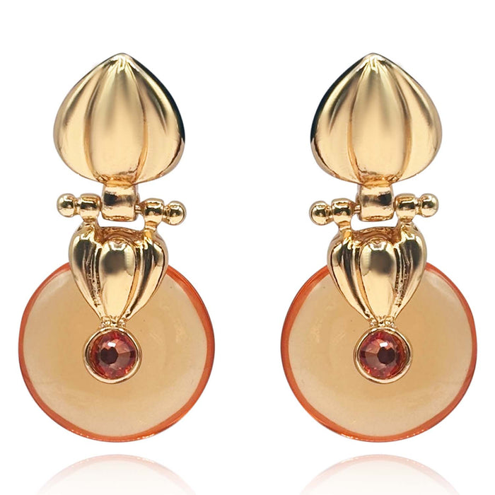 Gold Drop Earring With Topaz Resin Drop