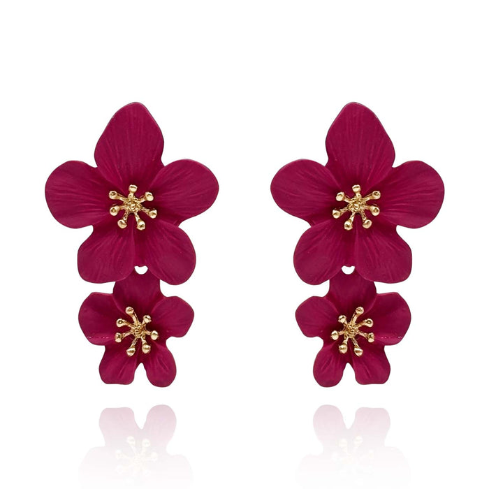 Fuschia Floral Earrings