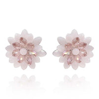 Rose And Pink Aurora Borealis Faceted Glass Bead Clip On Earring