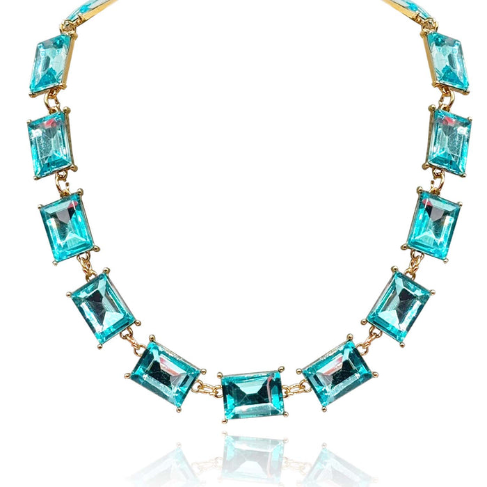 Aquamarine Crystal Octagon Necklace