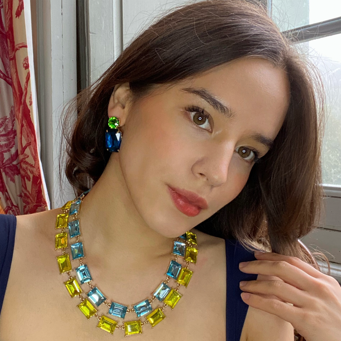 Aquamarine Crystal Octagon Necklace