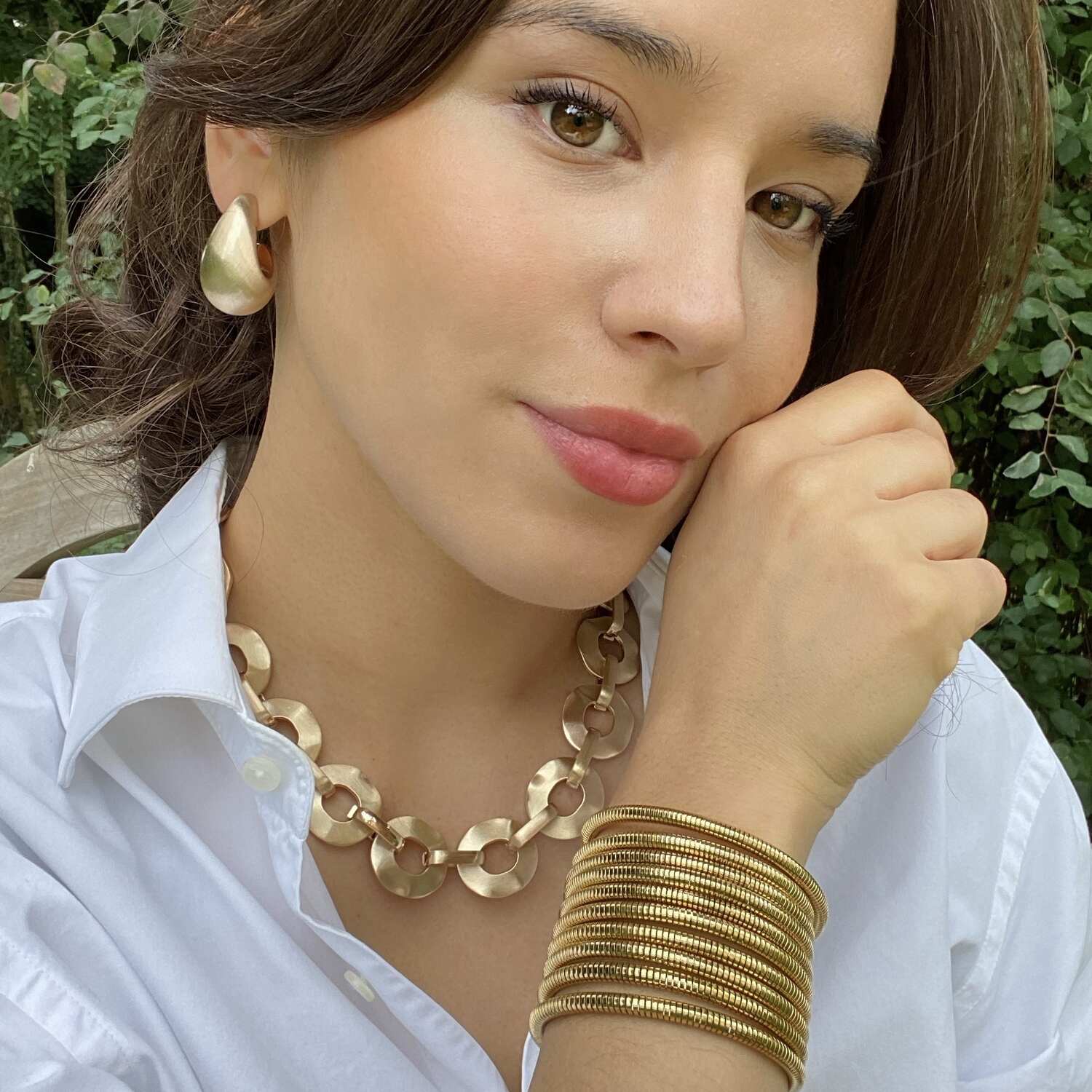 Gloria Matte Gold Resin Hoop Earrings