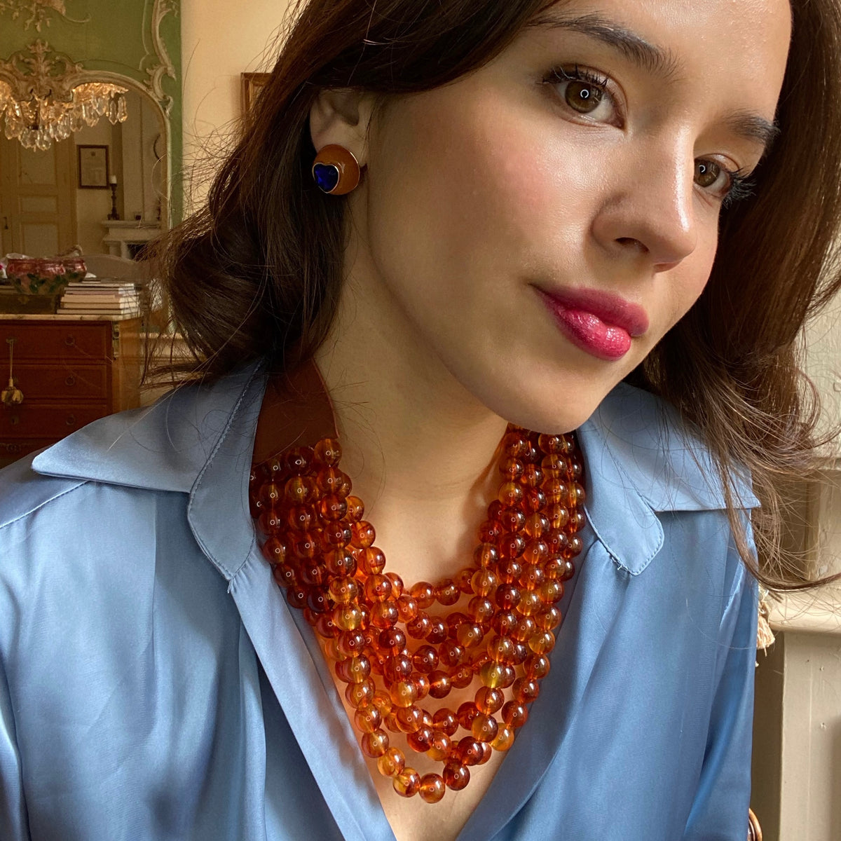 Liliana Multi-Strand Tortoise Resin Necklace With Vegan Adjustable Clasp