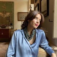 Liliana Multi-Strand Green Onyx Resin Necklace With Vegan Adjustable Clasp