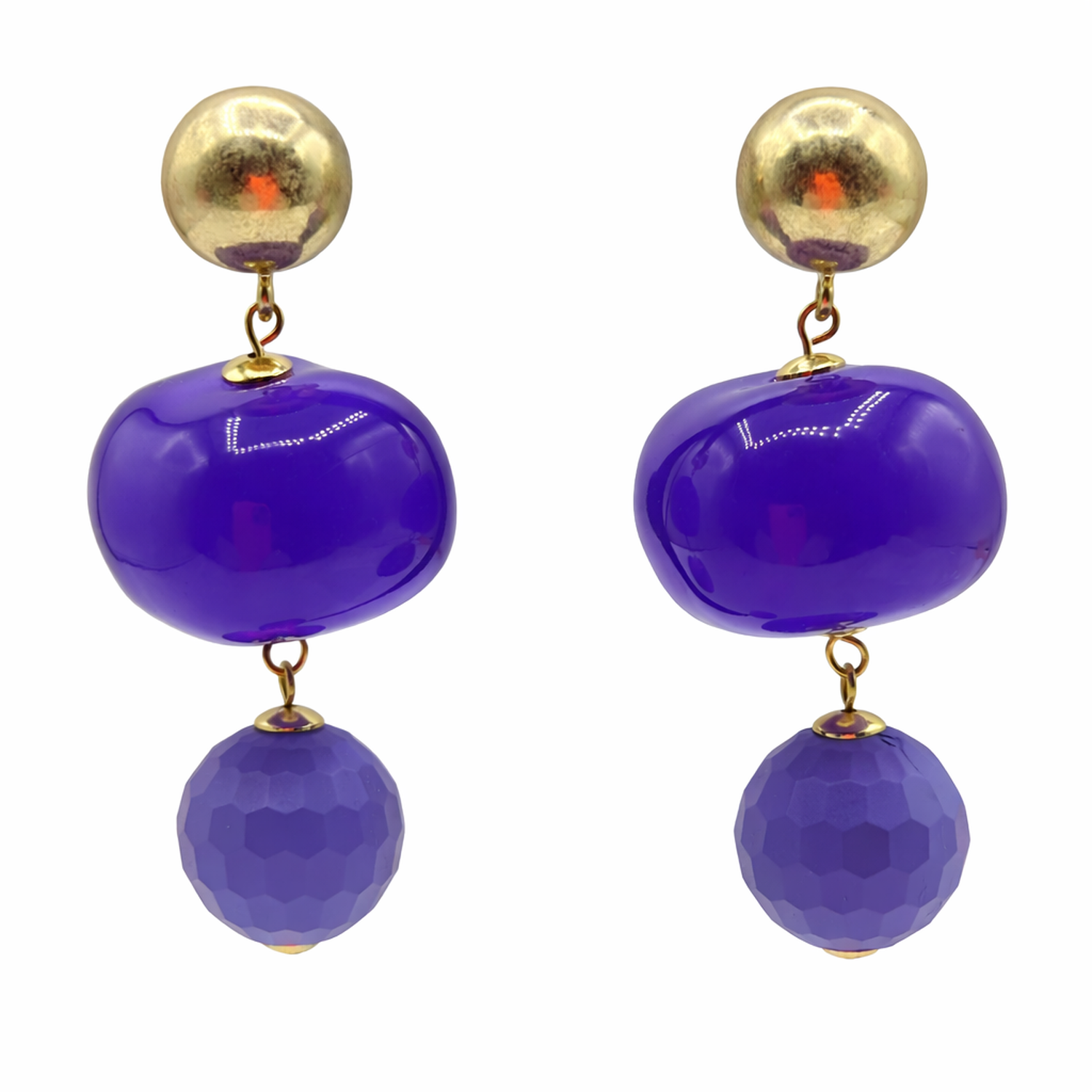 ANTICIPADA Analise Triple Purple Resin Drop Studded Stud Pendientes