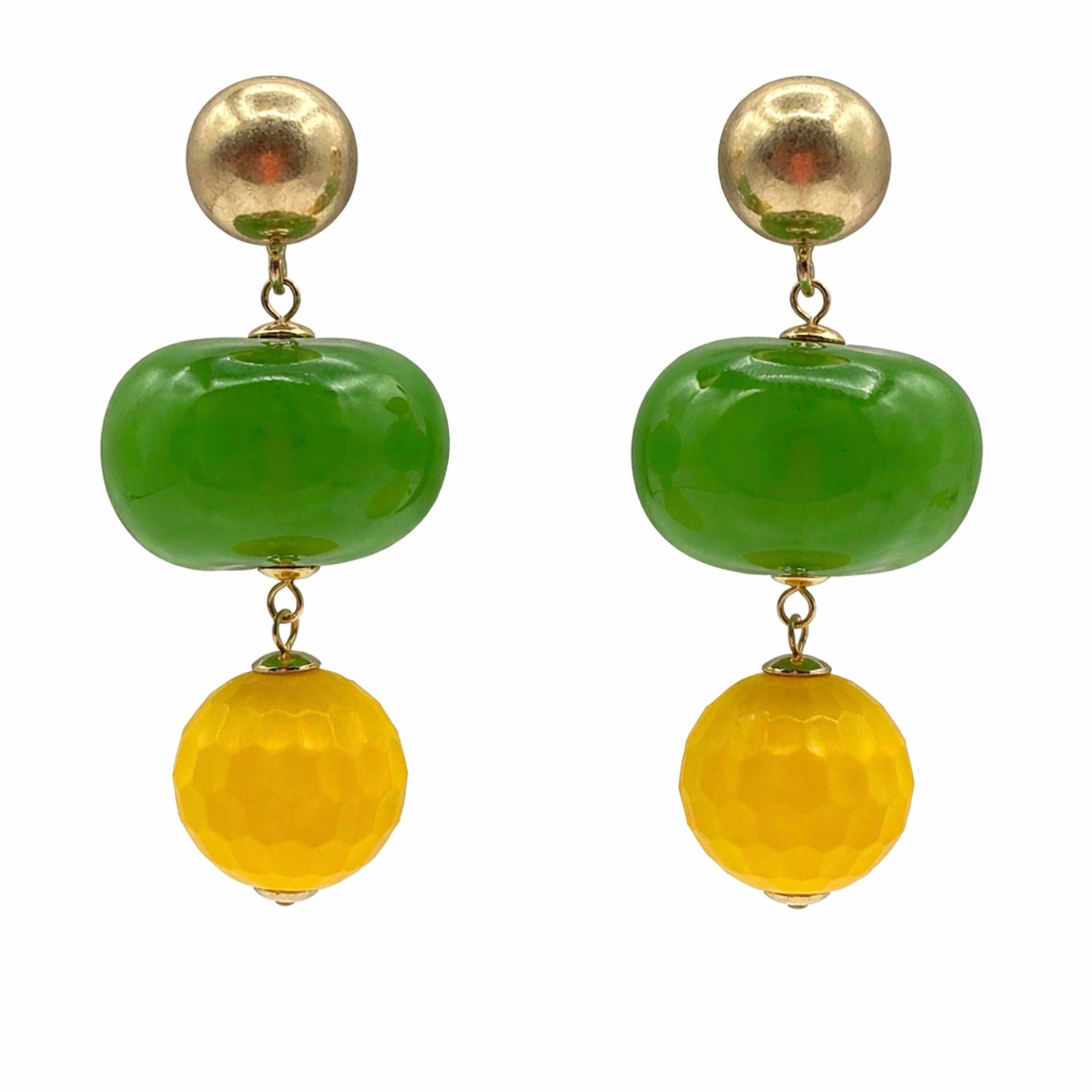 Analise Triple Green And Yellow Resin Pierced Earrings