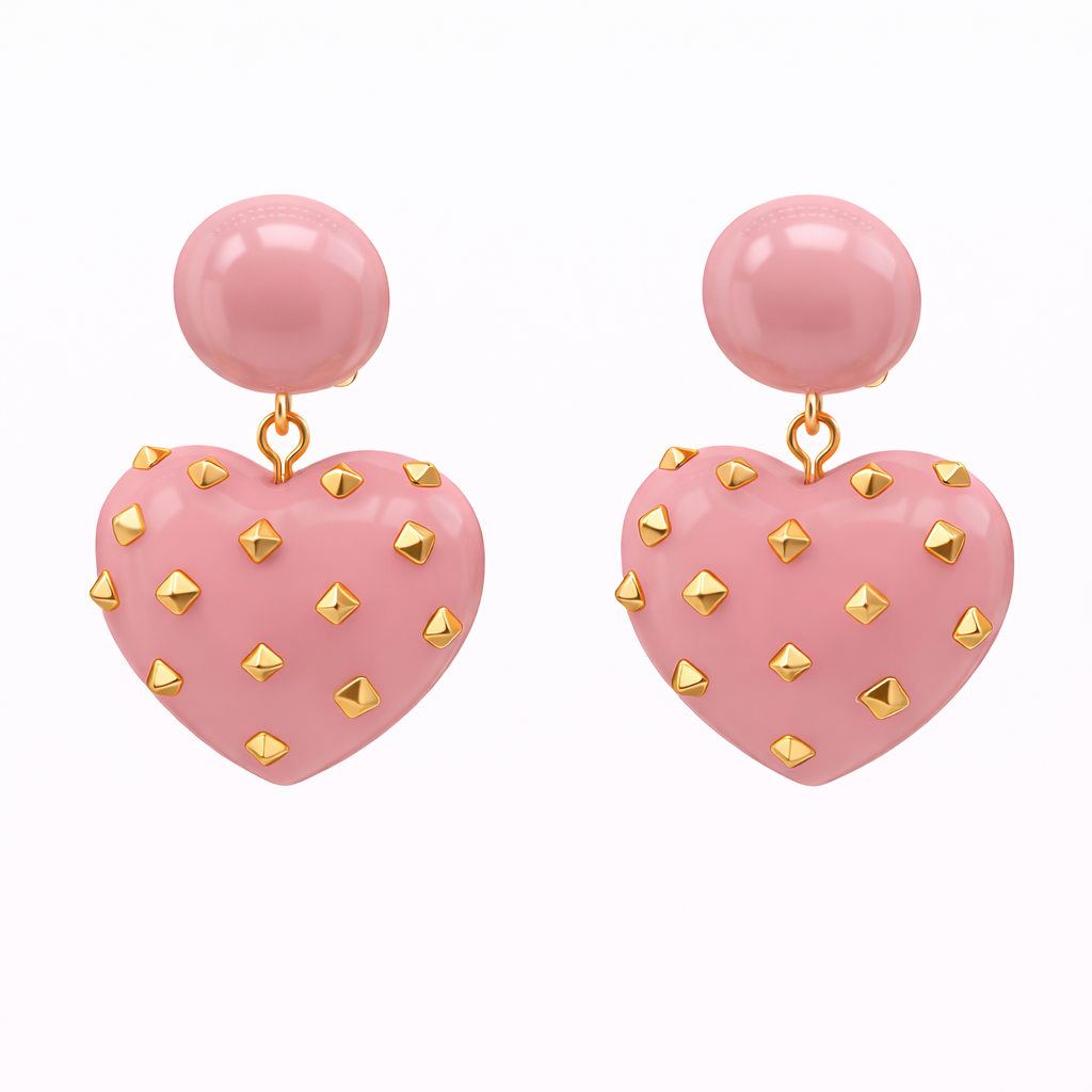Lavinia Rose Resin Studded Heart Drop Earrings