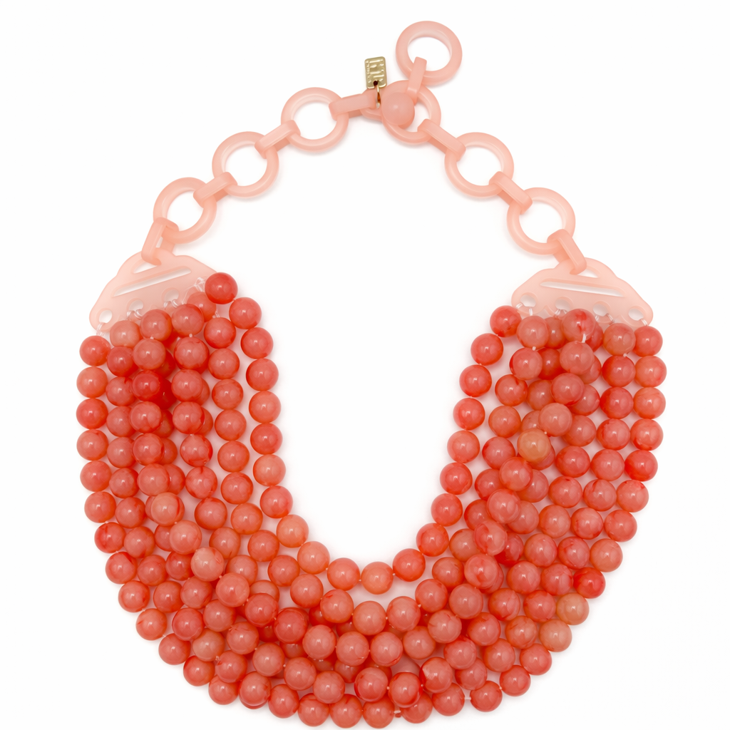 Juliette Multi Strand Coral Resin Necklace