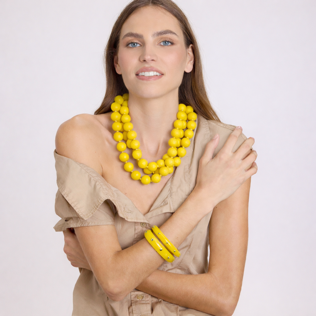 Georgiana Faceted Three-Strand Yellow Resin Necklace