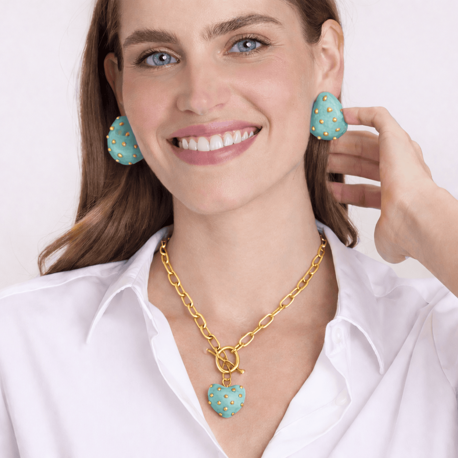 Celestine Aqua Resin Heart Pendant