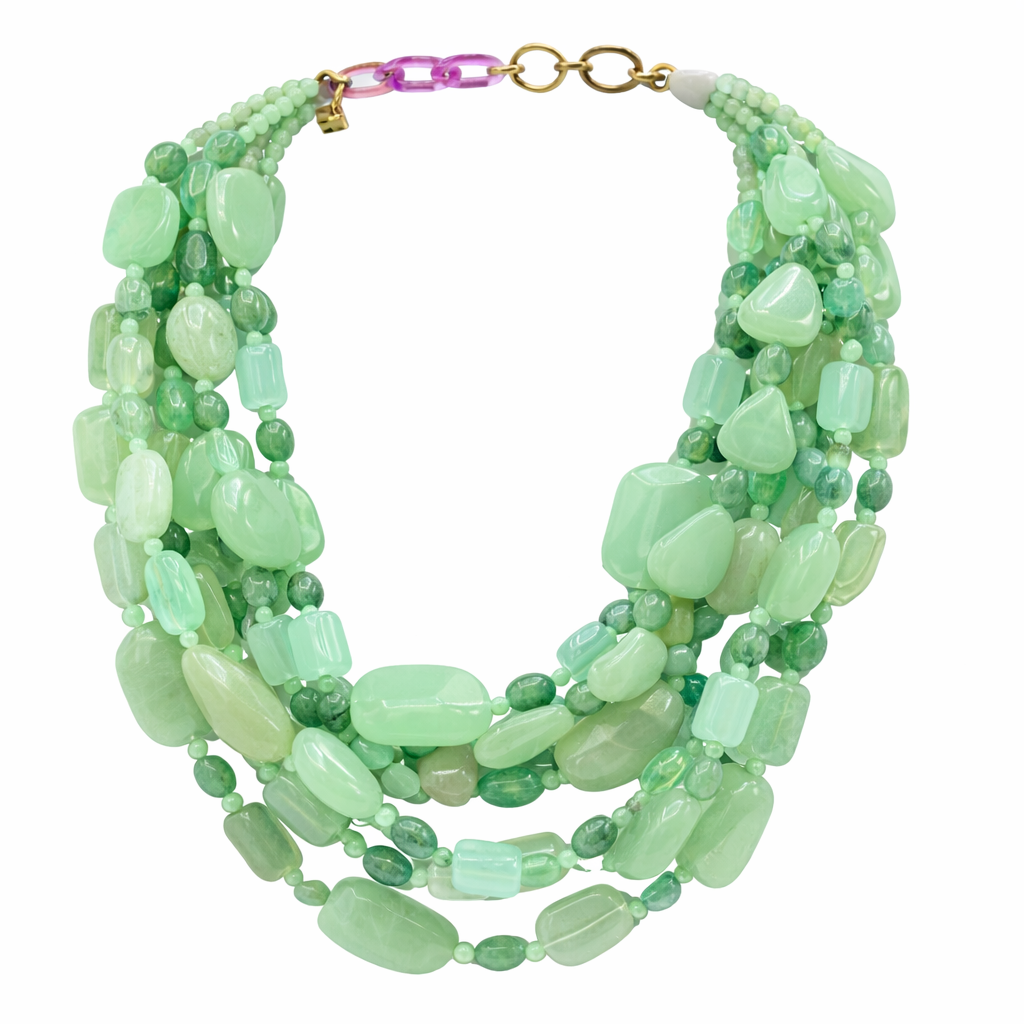 Otilia Multi Strand Shades Of Jade Resin Beads