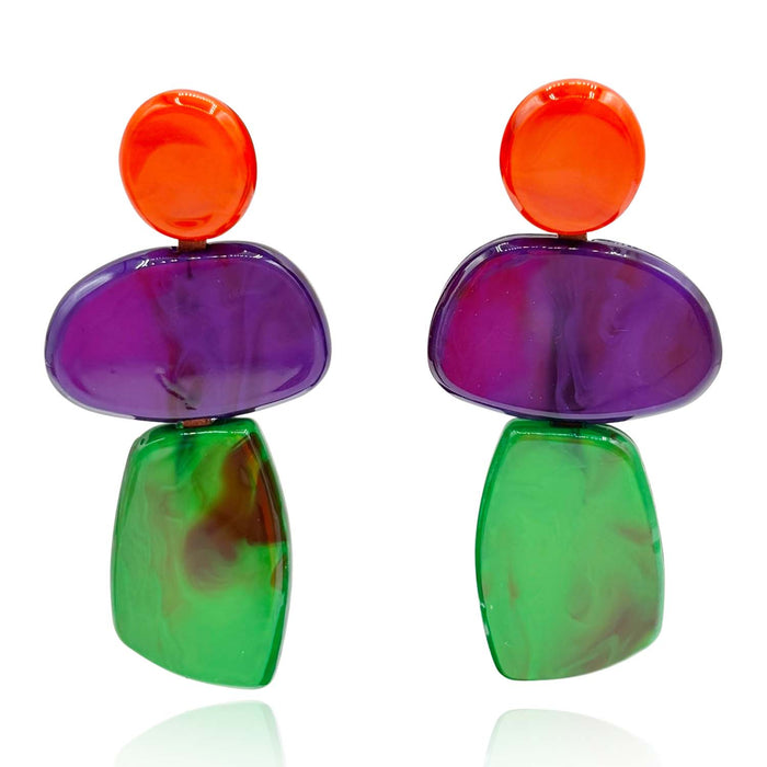 Puzzle Resin Triple Drop Earrings