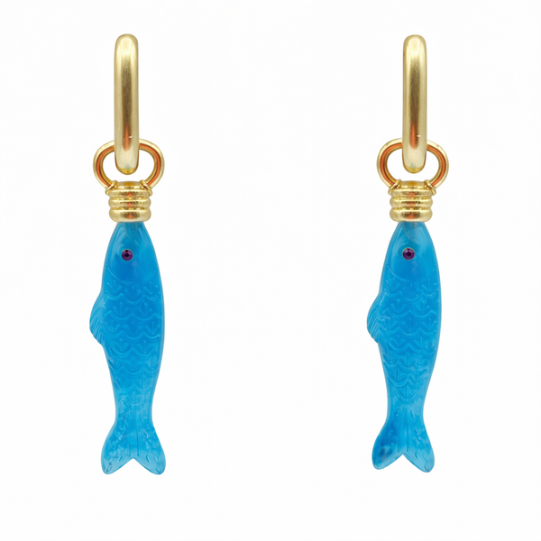 Fish Turquoise Blue Resin Drop Earrings