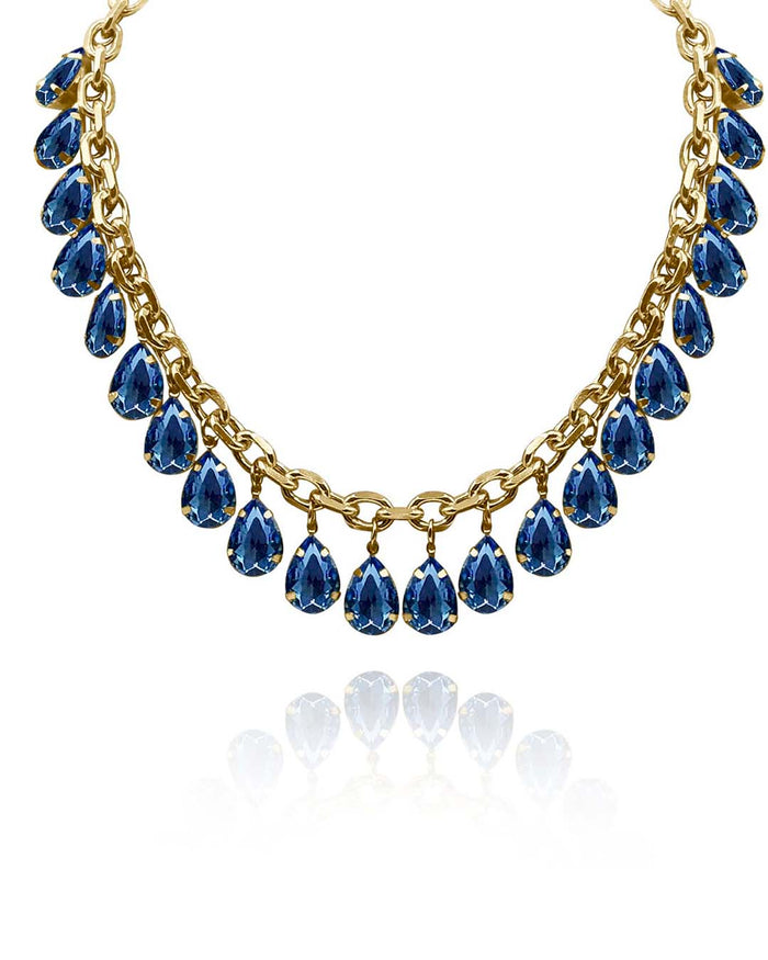 Montana Sapphire Crystal Gold Plate Necklace