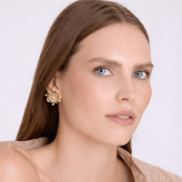 Monica Champagne and Rose Quartz Pierced Sputnik Earrings