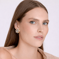 Monica Crystal And Pearl Clip On Sputnik Earrings
