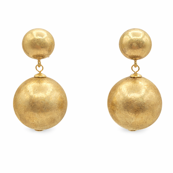 Marylynn Worn Gold Ball Drop Earrings