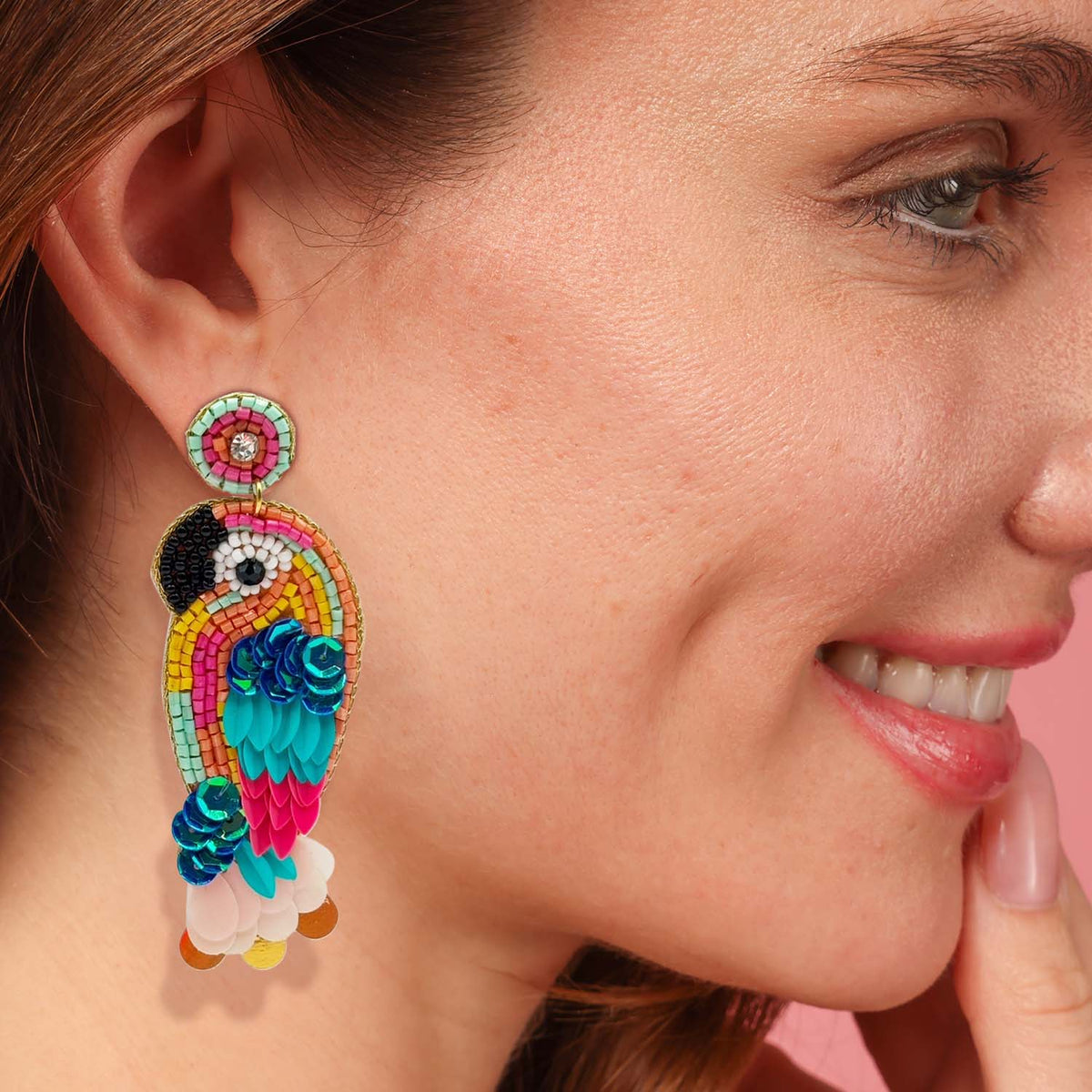 Hand Beaded Parrot Earrings