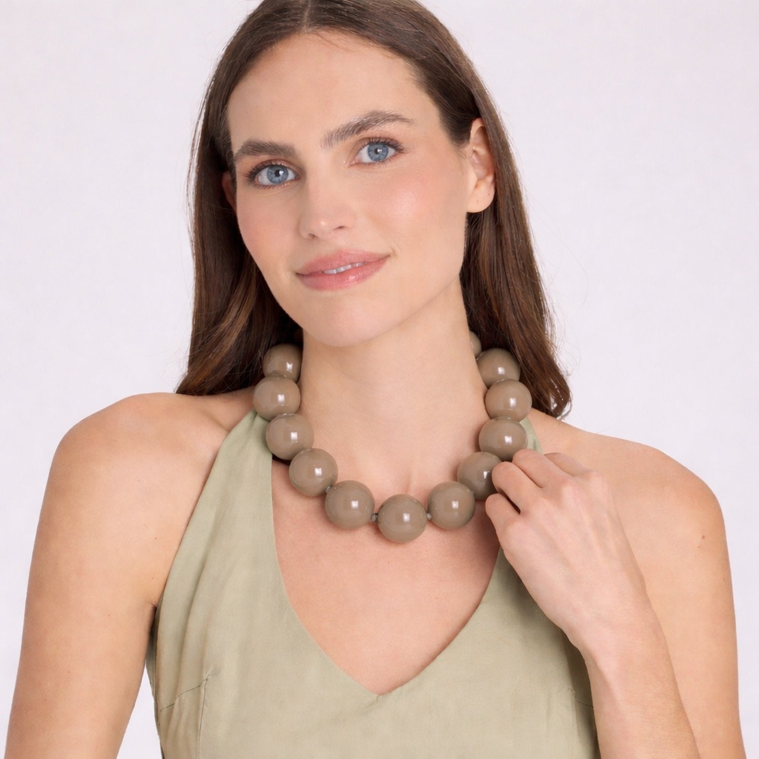 Lucy Taupe Gumball Necklace