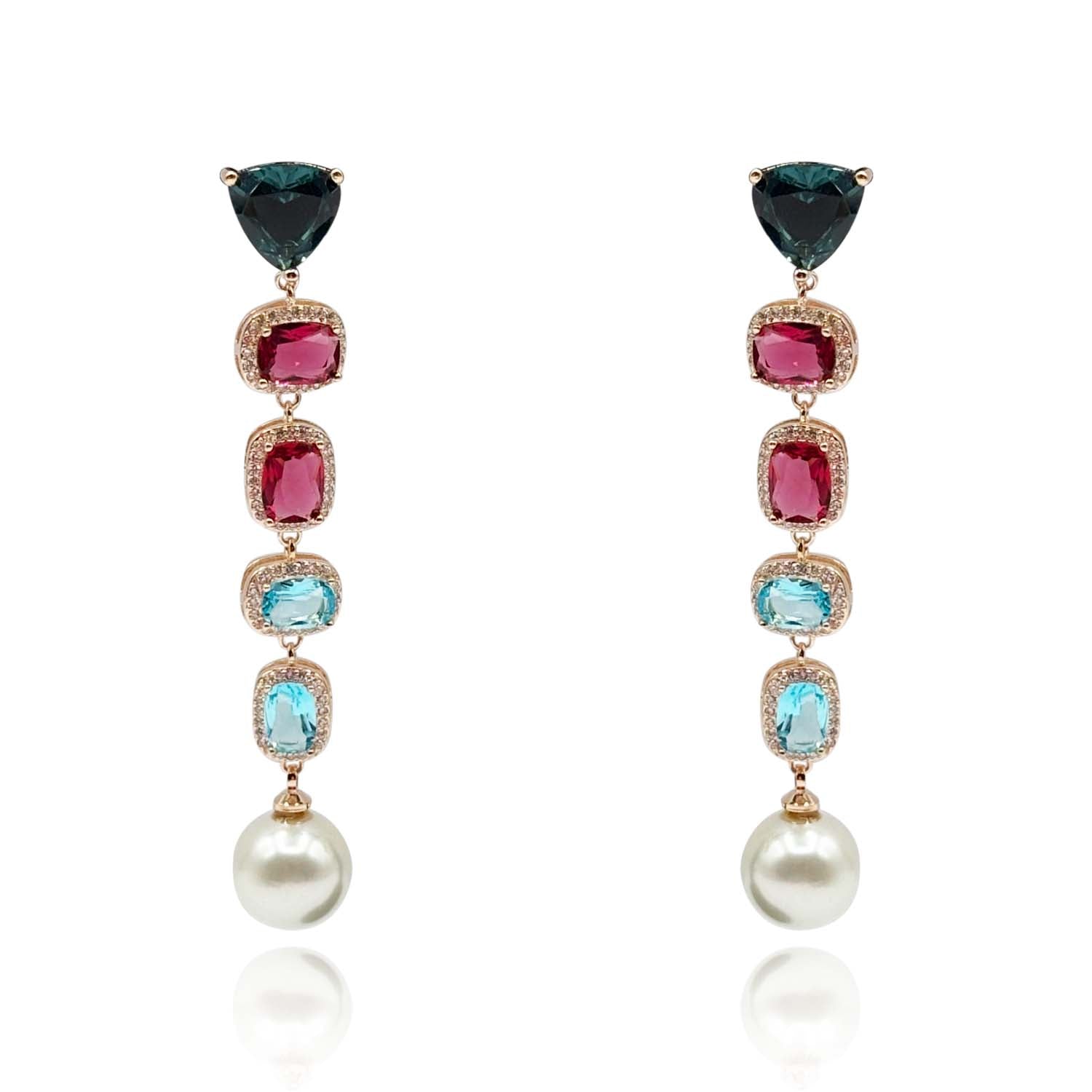 Pendientes colgantes Michela multicolor con perlas