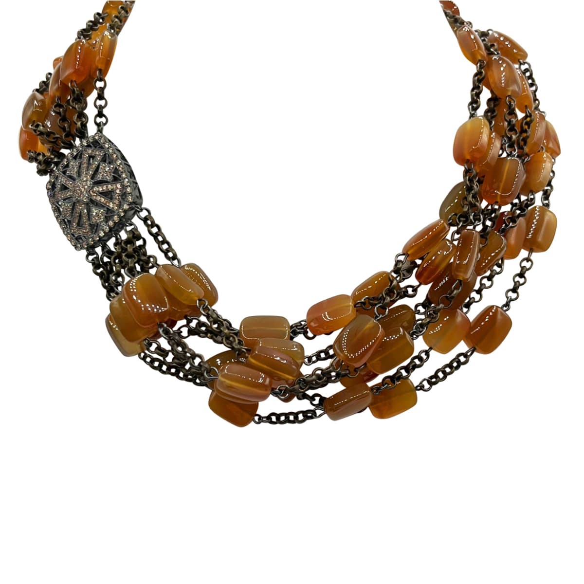 Carnelian Beaded Neck With Sterling Clasp