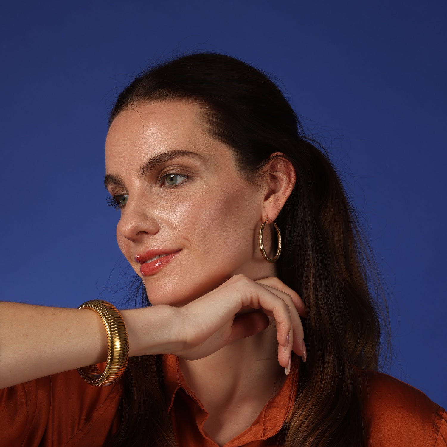 Luciana Wide Gold Plated Cobra Bangle