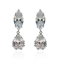Marquise And Pear Shape Diamond Cubic Zirconium Cip on Earrings